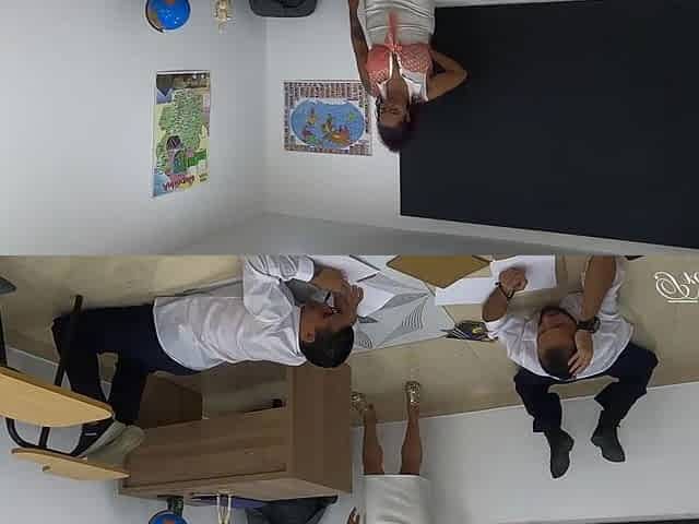 Dissolute Redhead Teacher Bangs 2 Fortunate Students In Wild Schoolroom Three-some