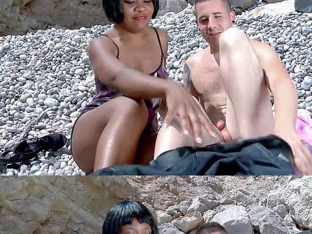 Charming ebony Nancy love gets her snatch pounded at the beach