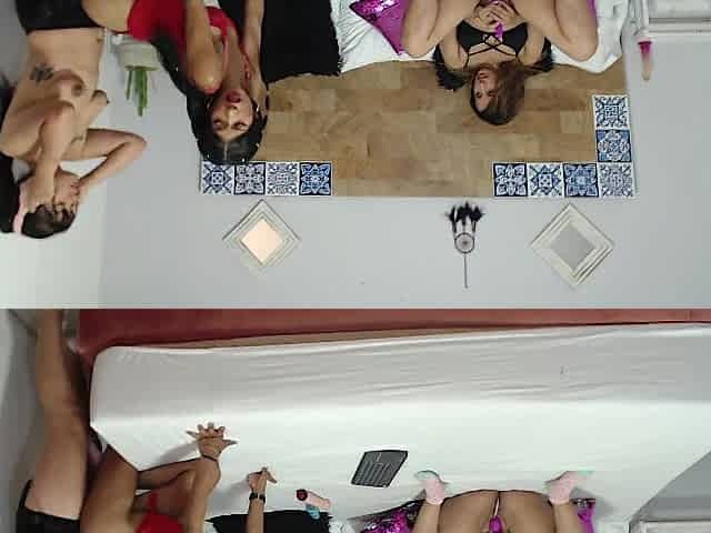 Threesome of hawt angels masturbate at their stepdad's abode