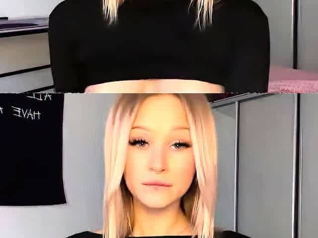 Adorable blonde teen slut with big boobs flashing in public