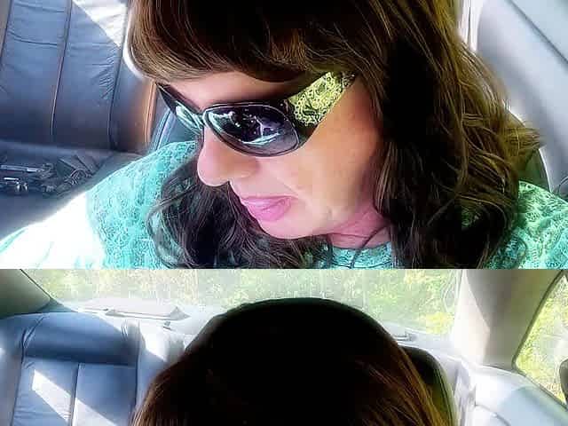 MRS. ROMAN HOLDER SMOKIN' VS120s WITH WHITE LACE GLOVES AND SUNGLASSES