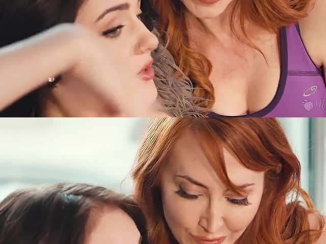 Lesbian Love - sexy redhead eating hairy cunt of her brunette girlfriend