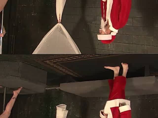 Stripper and Christmas ballbusting and cbt from the horny redhead slut