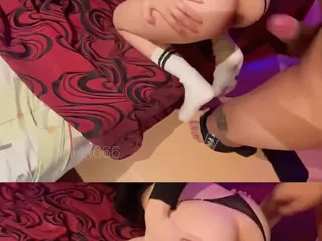 Short Blonde Teen 18+ Gets Her Ass Creampied Through Her Panties