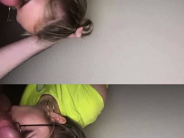 Blonde Teen's Rough Blowjob with a Facial Ending
