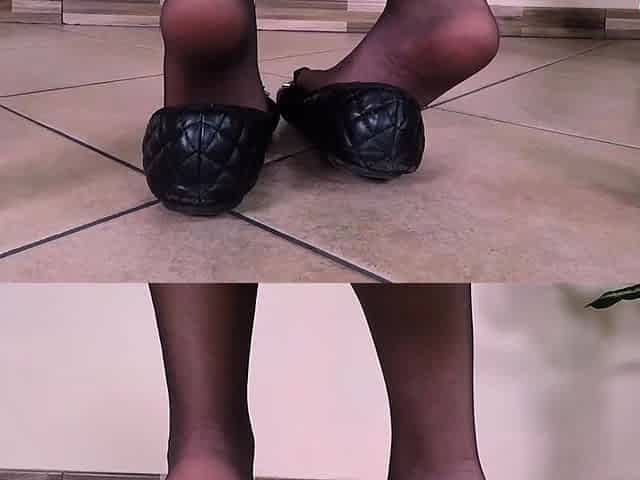 Petra s nylon shoeplay under the table