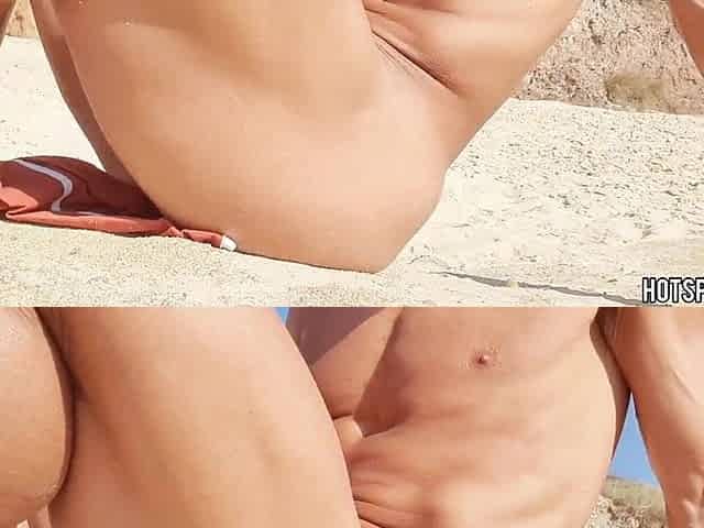 Public schlong - Sexy Man stroking in a public beach of a hawt way