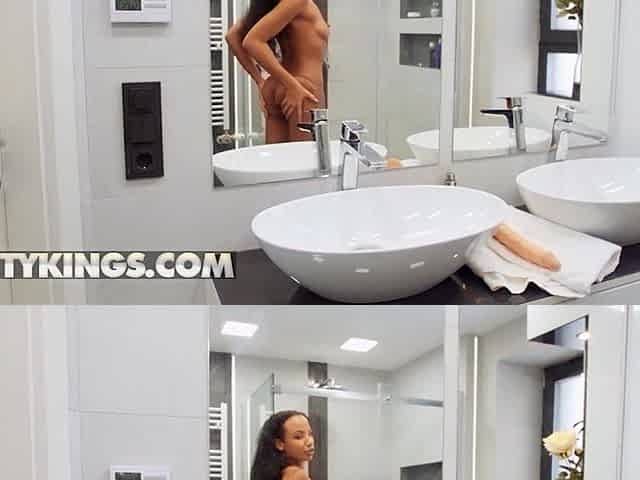 Ebony Teen's Shower Surprise: Roomie Encounter in Interracial Heat