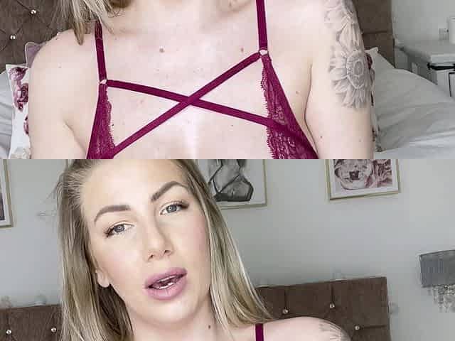 Non stop blonde with big boobs cock jerks off on the bed
