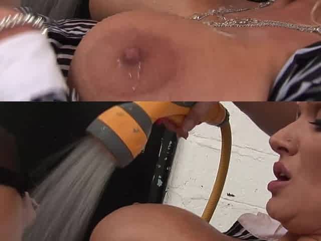 Sharon and Cindy Take Dick While Hosing Off