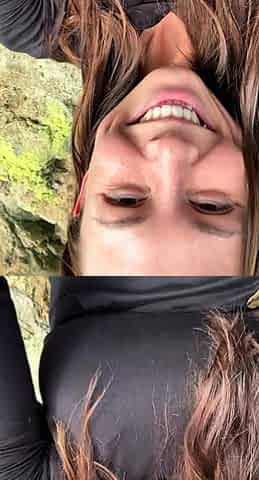 Amateur busty brunette masturbates and does hand job