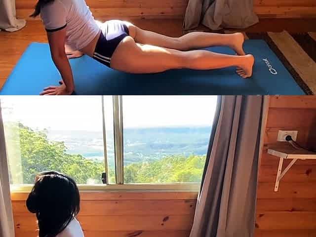 Brunette solo darling masturbating at home