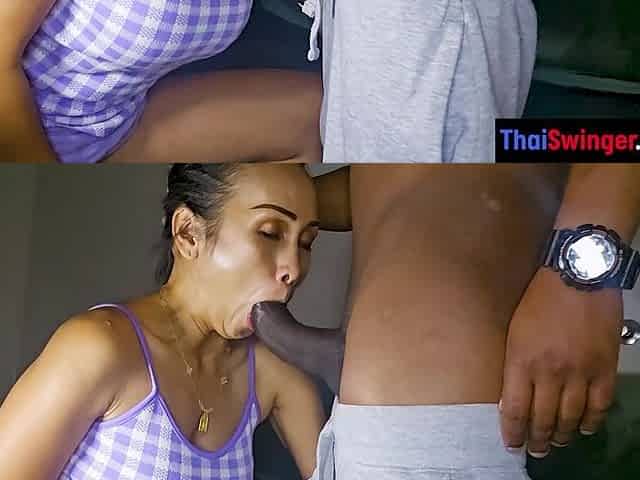 Curvy Thai MILF BBC interracial deepthroat blowjob and fucking