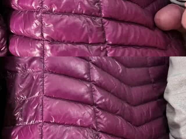 Cum on Girlfriend's Shiny Pink G.W. Down Jacket