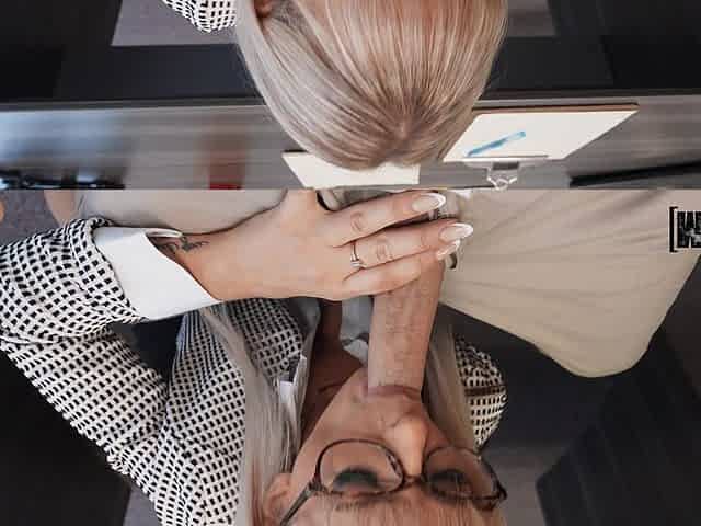 Katee V wearing glasses is sucking cock in POV