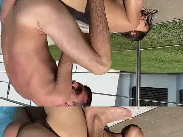 I screw my girlfriend's ally to watch that this babe's distracted in the pool