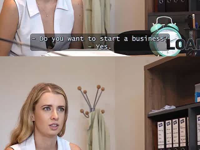 LOAN4K. Blond is riding a giant schlong in the office. Hawt sex with Andrea