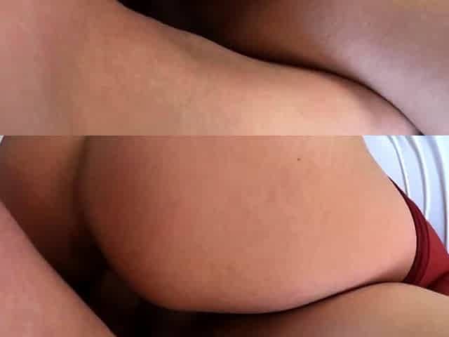 Busty tanned brunette riding big cock and doing blowjob