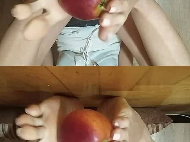 Lengthy toes eat an apple eagerly - OlgaNovem