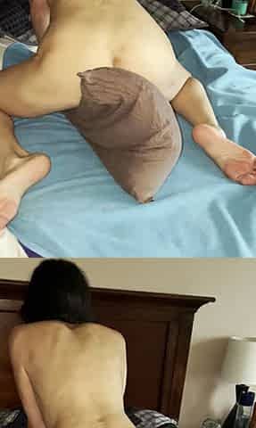 Brunette solo masturbation on the couch