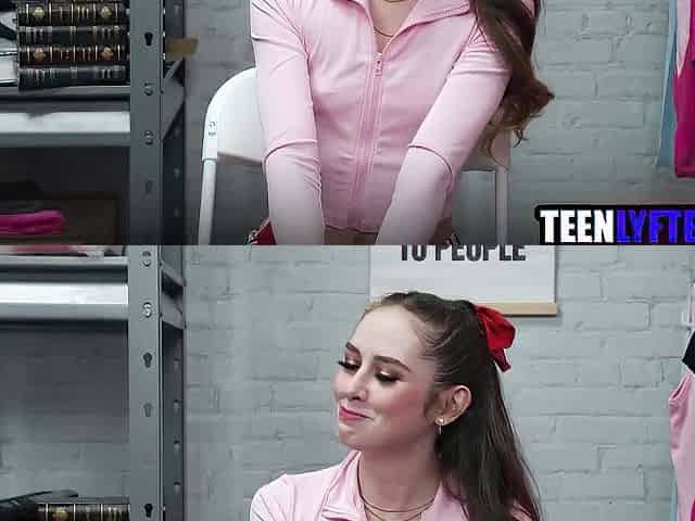 Fit teen thief has no choice but to suck & bang mall cop's dick