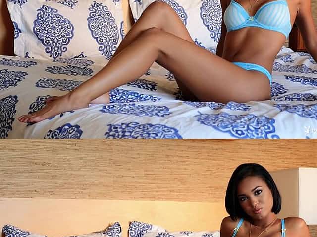 Stunning Playboy model Noelle Monique gets naked in her bedroom