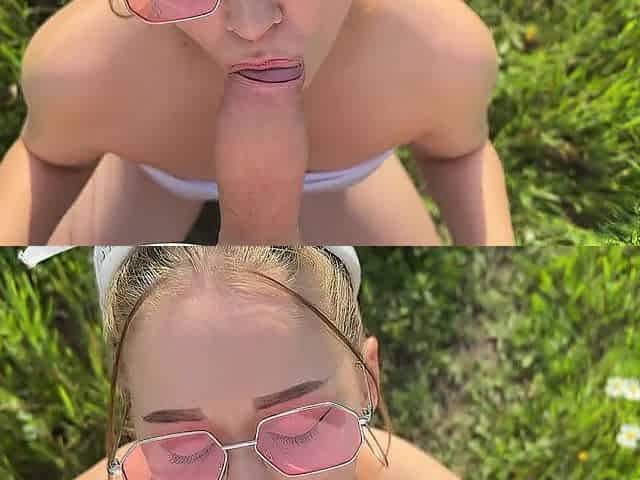 Screwing small Montanasvibe in the field. Public place, schoolgirl, gal