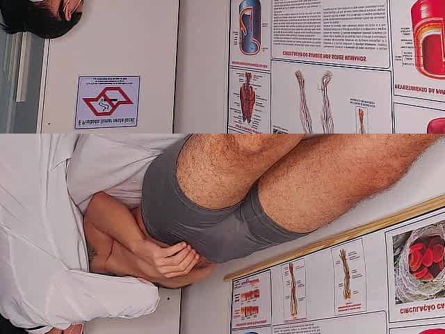 Erection in front of the nurse