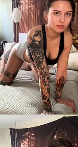 Amateur young brunette enjoys dildo on solo masturbation
