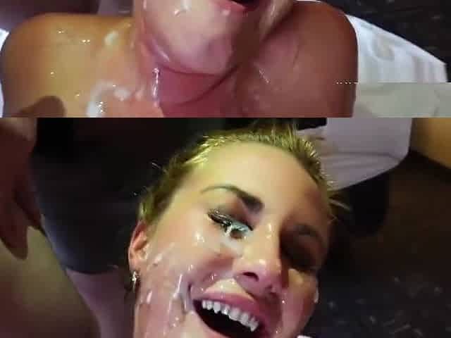Women Faces Covered In Cum