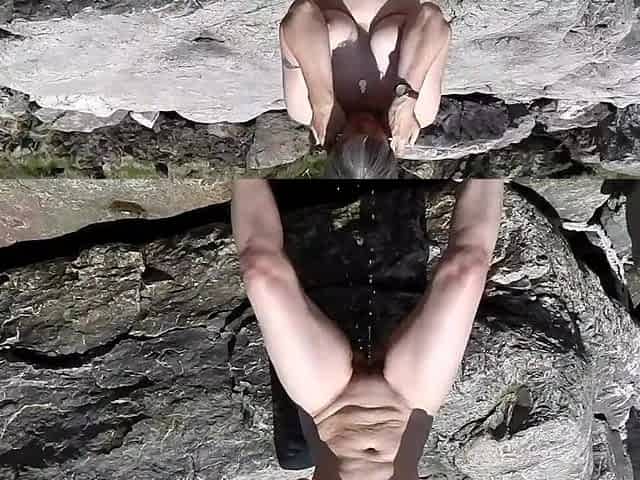 Joy on the rocky beach