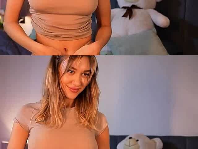 Cute blonde with big boobs solo