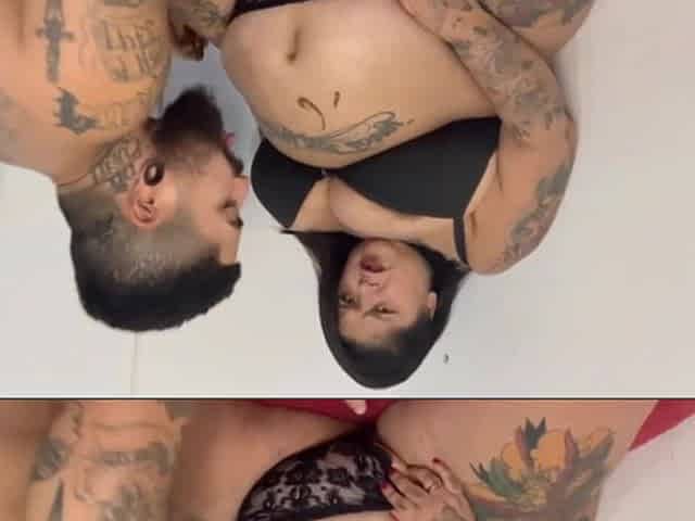 Couple Playing with Dulce De Leche on Their Bellies - Full