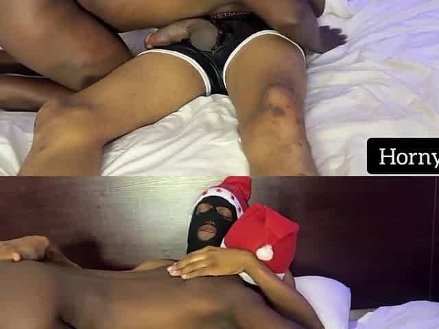 Large wang in her black snatch on Christmas Day