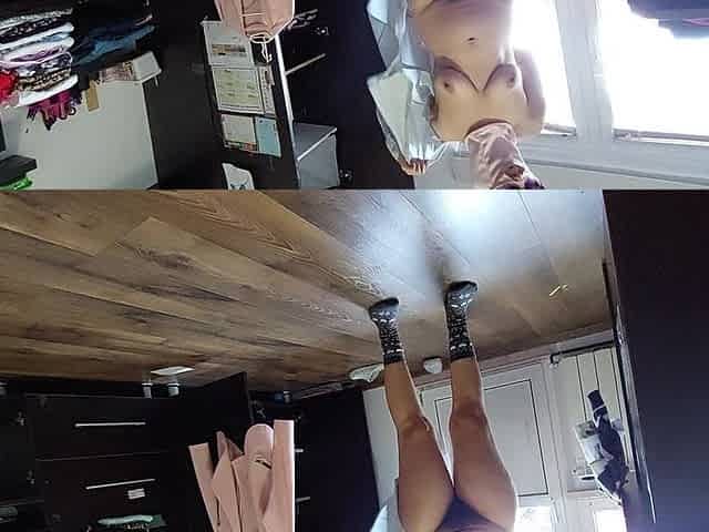Amateur Wife Has Fun Trying on Clothes and Cutting Them.