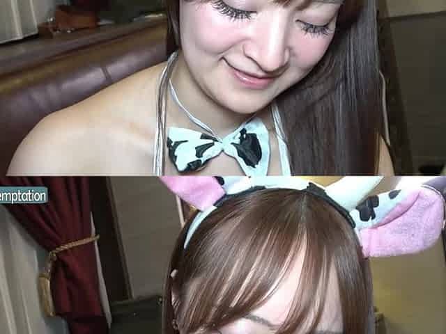 Half Style F Cup Beauty in a Cute Cow Costume. Micro Bikini Bounce, First Swallow Show!