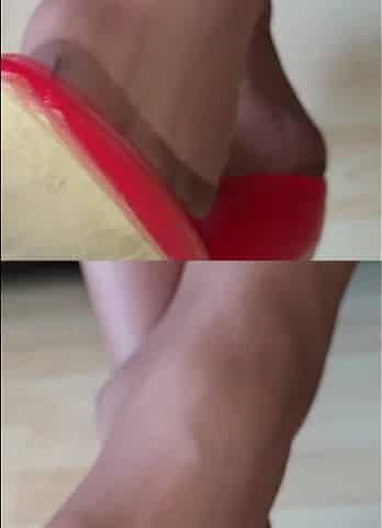 mom new heels and stinky pantyhose from work