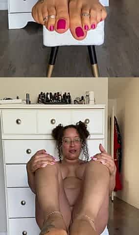 Mixed Ebony Latina Naked Pink Pedi Tease Big Boobs