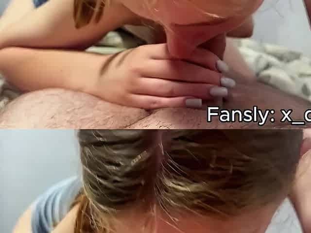 Giant Spunk fountain on Her Face After 8 Mins of Amateur Blow job