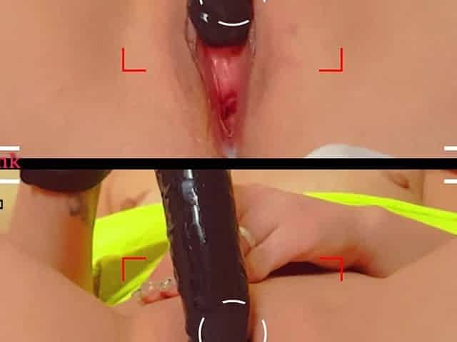 Struggling to take an 8 inch vibrator then coming on it real fast fetish