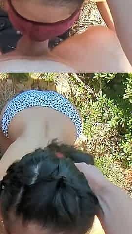 POV Deepthroat at Public Beach - Nasty Asian Girl with Outdoor Blowjob & Throat Fuck