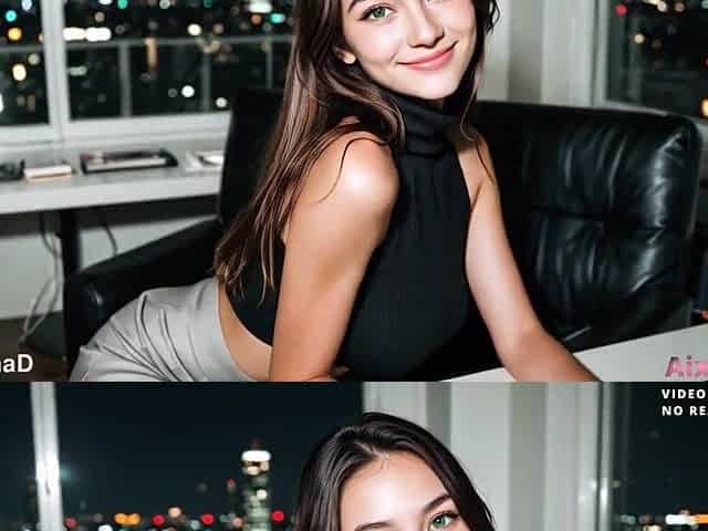 A cute secretary screws her boss in the office. I cum in her twat and on her cute face. [AI Generated]