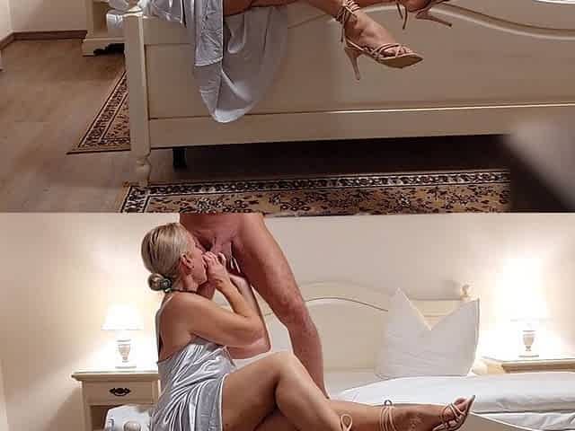 Beautiful blonde mature Selena and her bed games