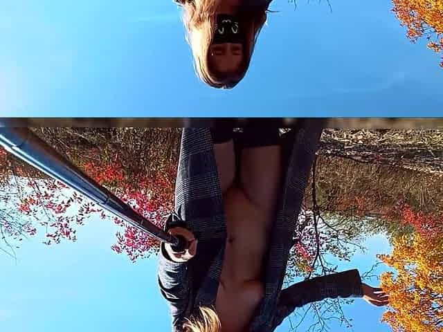 Solo Ashley Graham masturbates outdoors