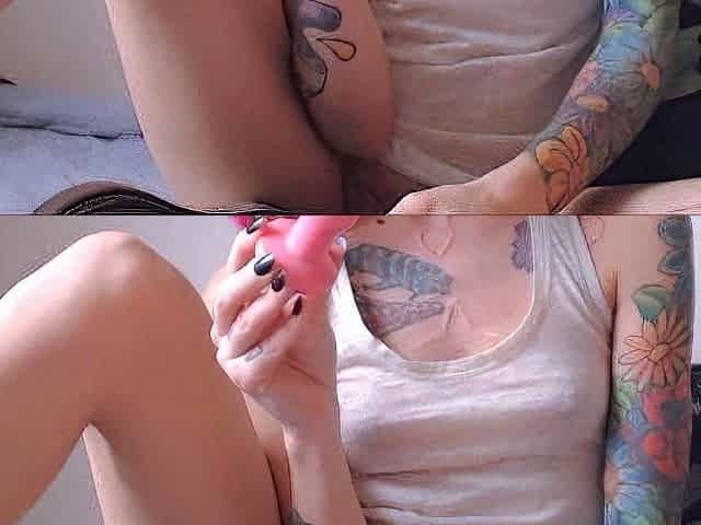 Blonde teen slut plays with a toy banana