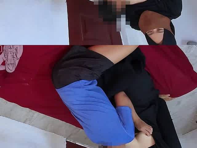 Hijab Step Sister Step on My Dick and Make Her Black Socks Covered with Cum - Minokiiko
