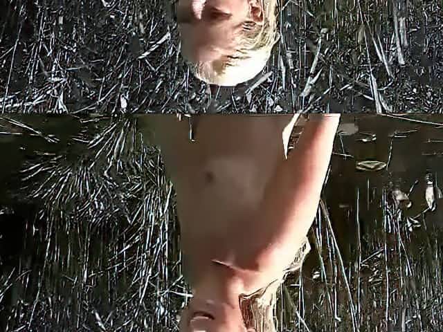 Young Milf posing shaved pussy at public place