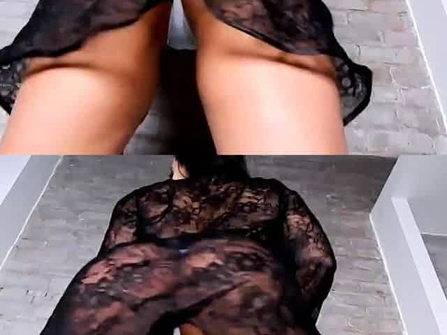 Brunette solo darling masturbating at home