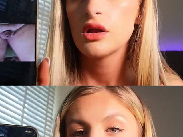 Nasty blonde dirty commeting small dick