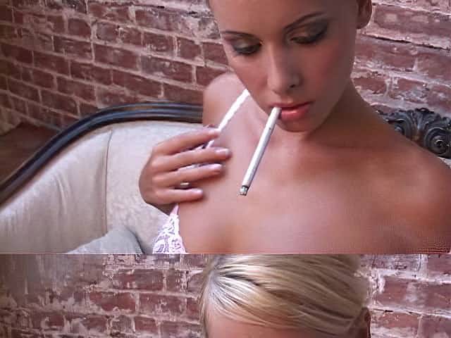 Zdenka Podkapova smokes a cigarette in a sexy style